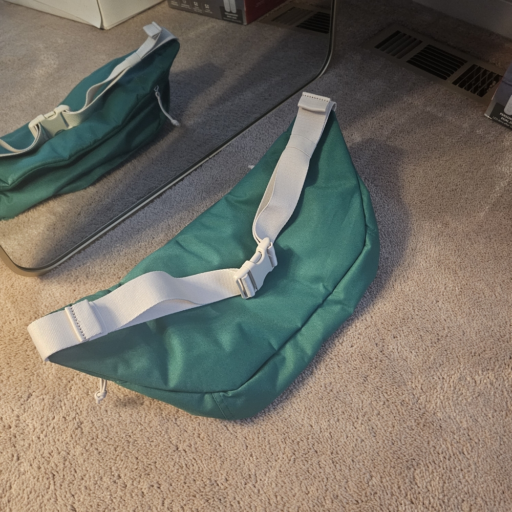 Elegant Teal Belt Bag with White Strap